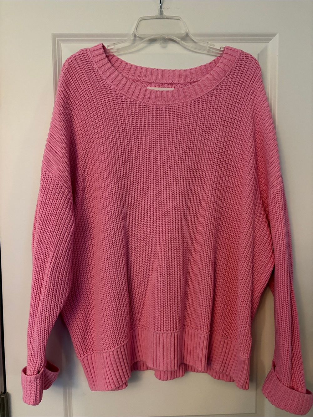 Lucky Brand Bubblegum Pink Oversized Crewneck Sweater